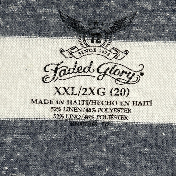 Faded Glory Shirt Women’s XXL Gray White Striped Long Sleeve Linen Blend Top - Picture 8 of 10